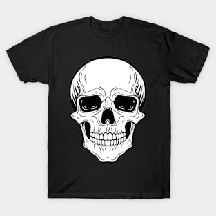 graphic drawing of a skull, black and white illustration T-Shirt